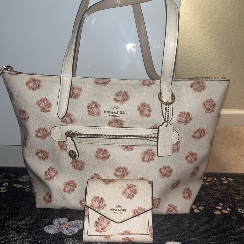 Coach Floral Tote Bag and Wallet